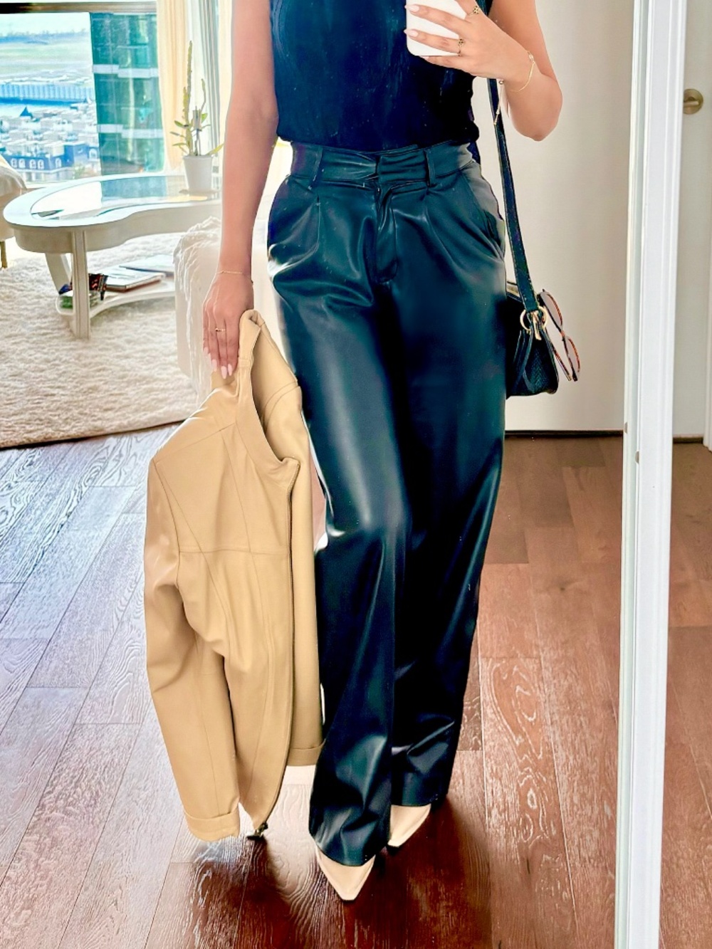Faux Leather Black Palazzo Pants